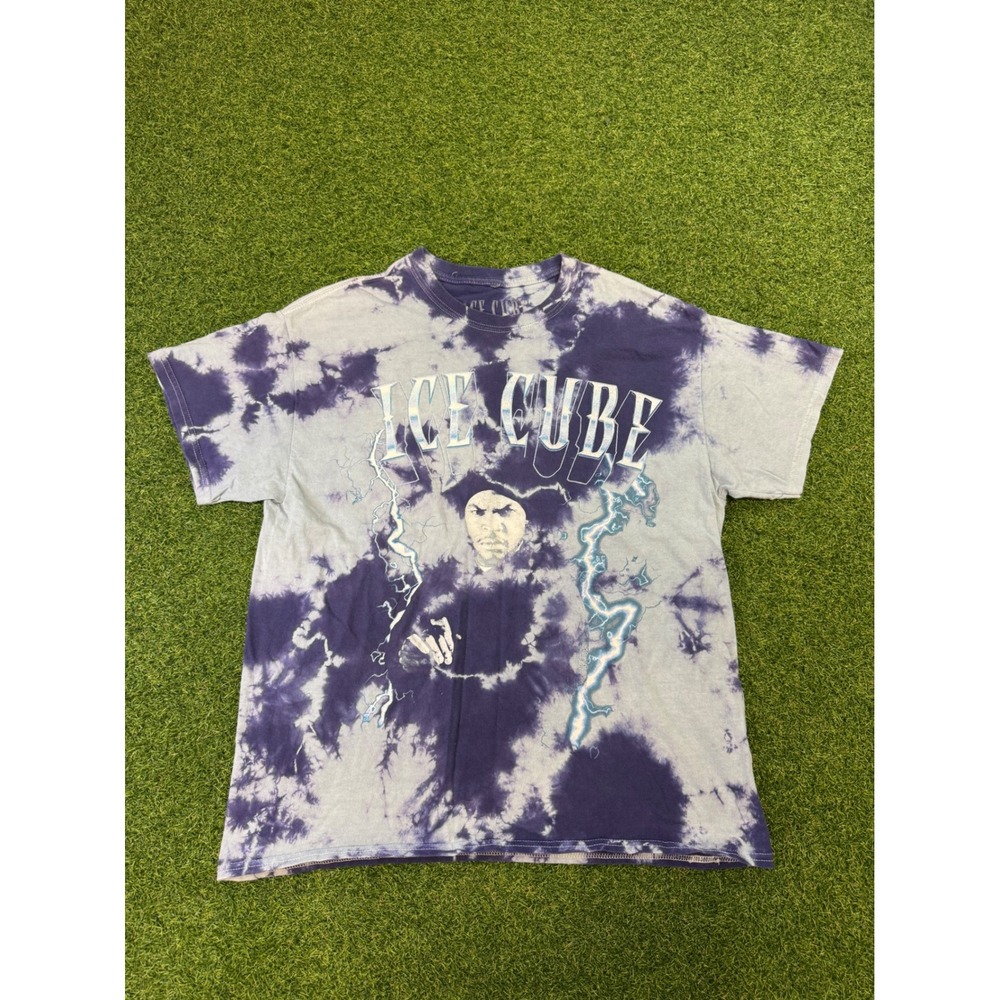 Ice Cube‎ Graphic Tie Dye T-Shirt Mens Large Blue Purple Lightning Rap Tee